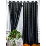 Luxury Blackout Window Curtains – Premium Thick Fabric Blue with Elegant Gold Pattern 100x270cm