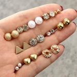 product_image_name-Fashion-12 Pairs Pearl Gemstone Earrings Set-2
