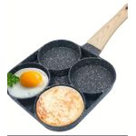 Generic 4 in 1 Egg/ Pancake Skillet with wooden Handles - Black. - image 2