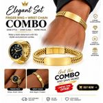 AD 2 in 1 Premium Bracelet + Finger ring watch - Gold - image 2