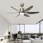 product_image_name-SUMMER WIND-6 Blades Tropical Art Ceiling Fan-Lights + Remote - 30+24W - 660*275*267mm - Silver-1