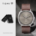 product_image_name-Tomi-T044 Men's Watch Minimalist Fashion Sports Watch Calendar Leather Casual Quartz Watch-Brown Silver-1