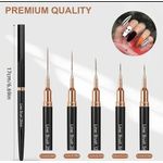product_image_name-Cc Nail Art-Metallic Nail Art Pens, Liner Brushes Set, 5pcs Black Color Nail Tools for Long Lines, Thin Details, Fine Drawing, Liner Brush Gel Polish Painting Nail Design Sizes 5/8/12/20/25mm-5
