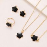 product_image_name-SXCHEN-4 Pieces Casual Petal Necklace Bracelet Earrings-Black Gold-4