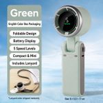 Generic Portable Type-C Rechargeable Mini Handheld Fan With 5 Speeds And Battery Display - Green - image 2