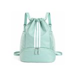 Drawstring Travel Backpack - Large Capacity Lightweight Sports & Daily Use Bag (W45 x D32 x H16)cm / (W17.7 x D12.6 x H6.3)inch - Green