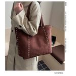 General Studded Tote Bag for Women, Retro Large Capacity Shoulder Bag, Simple Rivet Handbag, Brown - image 4