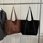 General Studded Tote Bag for Women, Retro Large Capacity Shoulder Bag, Simple Rivet Handbag, Brown - image 8