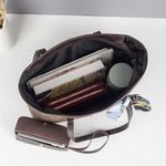 GALUIN Brown quilted monogram large capacity retro women's shoulder bag for commuting - image 3