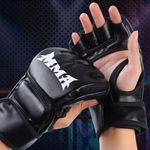 product_image_name-Generic-Gants De Boxe En Cuir Demi-doigts, Gants De Boxe D'entraînement De Combat De Taekwondo Professionnel - Noir-2