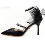 product_image_name-Generic-Elegant Black Satin Stiletto Heel with Mesh Bow – Ladies Fashion Pump-2