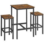 LASA Bar Table and Chairs Set Square Table with 2 Stools Space Saving