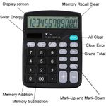 General calculator,12-digit LCD display ,black,Baterie solara - image 2
