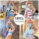 AD 10pcs Cartoon Pro Characters Key Chains for Keys - Multicolour - image 2