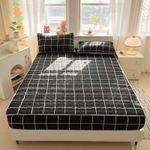 OMAMA HOME TEXTILE Quilted Mattress Cover Set with 2 Pillow Covers – Geometric Bed Protector