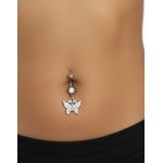 product_image_name-Fashion-Ladies Navel Ring with Butterfly Pendant- Sliver -2