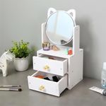 Fashion Double Layer Makeup Storage Box Desktop Drawer Rack With Mirror - White - image 6
