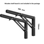 Generic Heavy Duty Stainless Steel Folding Shelf Brackets, Black Wall Mount Support, 2Pcs 12 Inch - image 3