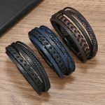 product_image_name-Fashion-Men Stylish Minimalist Handmade Braided Leather Bracelet with Magnetic Clasp Closure-2