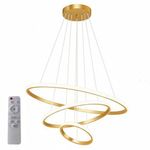 product_image_name-Generic-600mm Modern Luxury Gold 3 Ring Pendant Light 3-Color Dimmable 60W LED Chandelier Ceiling Lamp for Living Room Bedroom Dinning Hall Adjustable Hanging Height With Remote Control - Gold-1