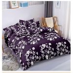 Spice Bedsheets QueenSize Bedsheet- 4 pieces- Violet And White 