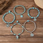 product_image_name-La Mode-Popular Turquoise Beaded Bracelet, Hat with Geometric Turquoise Inlay Set, Women's Fashion Jewelry-2