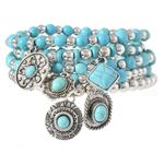 product_image_name-La Mode-Popular Turquoise Beaded Bracelet, Hat with Geometric Turquoise Inlay Set, Women's Fashion Jewelry-3