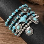 product_image_name-La Mode-Popular Turquoise Beaded Bracelet, Hat with Geometric Turquoise Inlay Set, Women's Fashion Jewelry-4