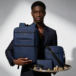Fashion Men's 3-Pcs Business Backpack Set – Multi-Pocket Laptop Bag, Shoulder Bag & Pouch for Work, School & Travel, Navy Blue - image 3
