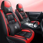 product_image_name-White Label-Car Seat Cover Luxury Leather (Full Set) - Black/Red-1