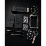 Generic 4-Button Smart Key Replacement Shell Kit with TPU Frame, Leather Keychain & Screwdriver Set - image 2