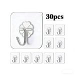 Generic 30 Pcs Adhesive Hooks, Strong Hooks, Coat Hangers, Household Hooks