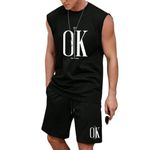 Do It Wiser Men’s Armless Top And Down Shorts- Black/White