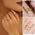 Fashion 2pcs Ladies Stacking Ring Set Adjustable Knuckle Rings-Gold - image 3