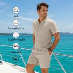 product_image_name-COOFENRISY-Men's 2 Pieces Cotton Linen Set Henley Shirt Long Sleeve and Casual Beach Pants-3