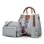 product_image_name-Generic-4 pcs Fashion Ladies Leather Handbag/Shoulder Bag Set - Grey-1