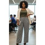 product_image_name-Generic-Ladies' Official Two-Piece Olive Stretch Top with Floral Palazzo Pants-4