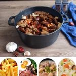 product_image_name-TodyJeyHo-Cast iron lid pot, Cast iron pot 2in1, Dutch oven, with handle, pot 5L, pot 1.2L, 26cm, Cookware, Black-3