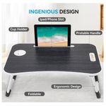 Generic Foldable Laptop Bed Table with Cup Holder - Black - image 3