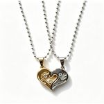 Fashion 2Pcs Matching Split Heart Couple Necklaces