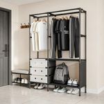 Generic Double-tier multifunctional coat rack, metal construction, reinforced and rust-proof – black - image 6