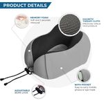 product_image_name-Flushrenic-Travel Neck Pillow with Eye Cover and Earplugs Pure Memory Foam Head Support Pillow for Airplane, Car & Home Neck and Shoulder Pain Relief Soft Pillow for traveling and Sleeping (Grey)-4