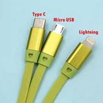 product_image_name-Generic-2-Pack Set | 3-in-1 Multifunctional Retractable Fast Charging Cable with Type-C+Micro USB+Lightning | Compatible with All Phones, Tablet, Earbuds-Green Color 1.2M Length | Portable & Pocket-sized & Stretchable, Travel/ Office / Home / Dorm User-Friendly-2