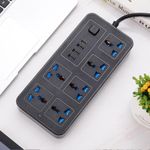 product_image_name-Generic-Universal Standard Plug Multi Adapter USB Socket 7 Port Power Strip 10A Fast Charging 3USB PD Extension Socket 7 Outlets Socket Adapter UK Electric Shock Prevention Device-2