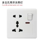 5 Pin Switched Universal Wall Socket with Power Indicator Multi Plug Outlet-White