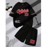 product_image_name-Dou-color-Men's 2-in-1 short sleeved T-shirt and shorts set - black-1