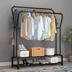 Generic Double Bar Clothes Hanger With 2 Tier Shoe Rack Black - image 2
