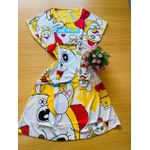Women’s Doraemon Cartoon Print Short Sleeve Nightdress – Yellow