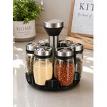 Generic 360-degree rotating spice rack set with 7 spice jars - image 3