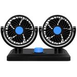 Generic Dual Head Car Fan Portable Vehicle 360° Rotatable Auto Cooling Cooler